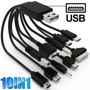 10In1 USB إلى كابل USB متعدد المنافذ كابل شحن الهاتف العالمي متعدد الرؤوس كابل شحن الحبل لشاحن الهاتف سامسونج نوكيا