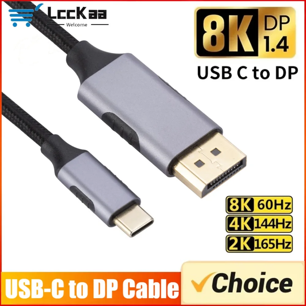 كابل USB-C إلى DisplayPort بدقة 8K@60Hz، كابل DP من النوع C 3.1 إلى منفذ عرض 4K 144Hz 1.4، كابل Thunderbolt 3 4 لأجهزة MacBook Air Pro وسامسونج