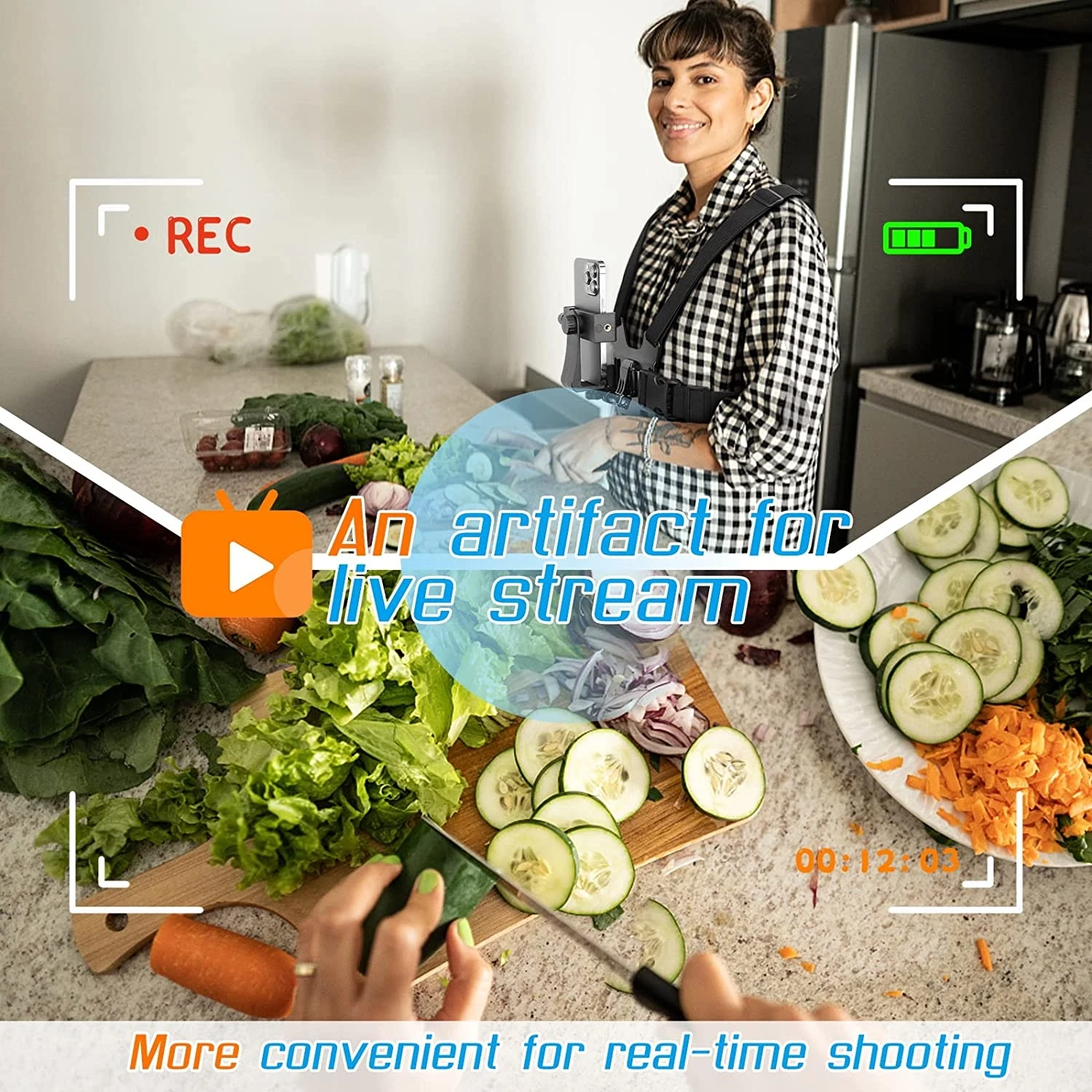 حامل هاتف قابل للتعديل مع حزام للصدر لتثبيت الكاميرا الرياضية والهاتف المحمول، ملحق حامل أسود