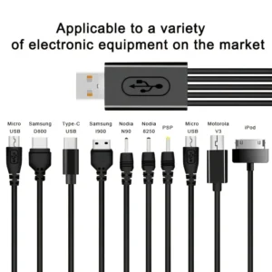 10In1 USB إلى كابل USB متعدد المنافذ كابل شحن الهاتف العالمي متعدد الرؤوس كابل شحن الحبل لشاحن الهاتف سامسونج نوكيا
