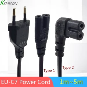 كابل طاقة تيار متردد من الاتحاد الأوروبي إلى IEC 320C C7، سلك طاقة شوكو CEE7/16 إلى C7 على شكل رقم 8 لتلفزيونات سامسونج وفيليبس وسوني LED، بطول 3 متر/5 متر