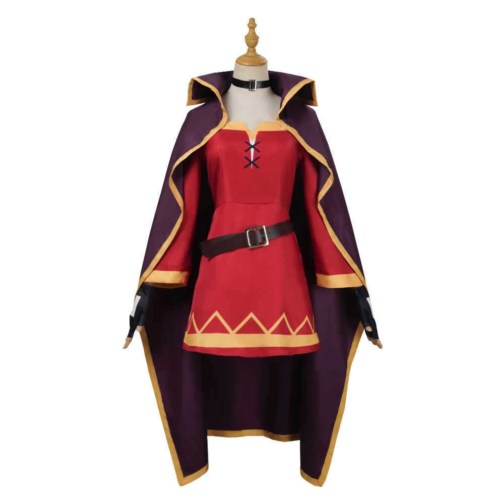 أزياء أنيمي Megumin التأثيرية للنساء فستان الساحرة ملابس Megumin Cos شعر مستعار أزياء الهالوين