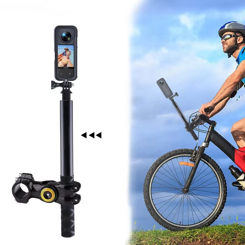 حامل دراجة نارية ودراجة هوائية لـ Insta360 X3 X4 مع عصا سيلفي غير مرئية لكاميرات GoPro Hero12 11 10 وملحقات كاميرات DJI Action