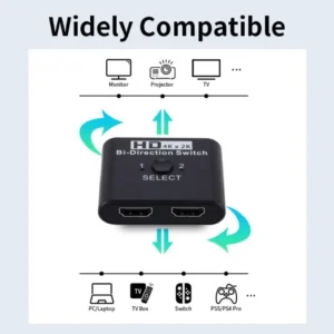 موزع ومبدل HDMI متوافق مع تقنية 4K، ثنائي الاتجاه 1x2/2x1، مبدل HDMI 2 في 1، مناسب لأجهزة PS4/3 وصندوق التلفزيون، محول ومبدل.