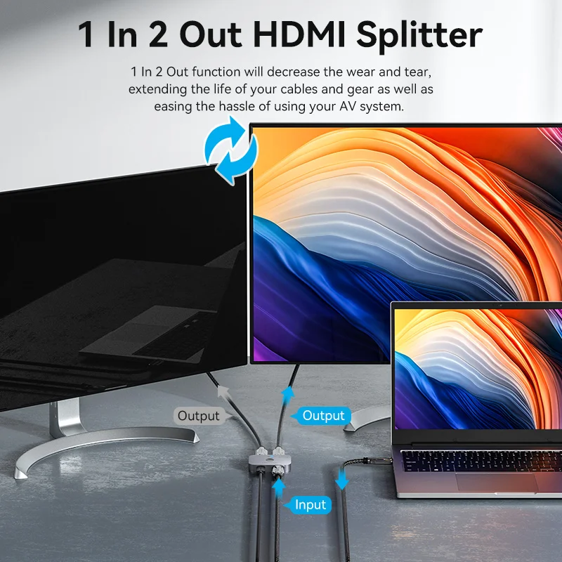 Vention HDMI 2.1 Splitter 8K 60 هرتز 4K120 هرتز ثنائي الاتجاه 2 في 1 خارج للتلفزيون Xiaomi Xbox PS4 5 HDMI متوافق مع شاشة HDMI Switcher