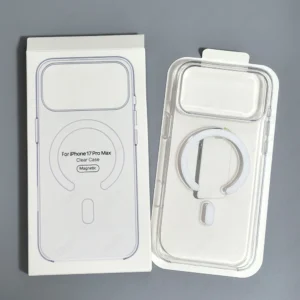 غطاء هاتف شفاف أصلي متوافق مع MagSafe لهواتف آيفون 18 و17 و16 و15 و14 و13 و12 برو ماكس ميني مع شحن لاسلكي وزر لمس للكاميرا