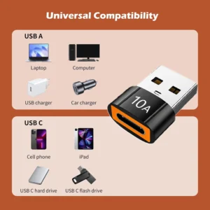 محولات شحن صغيرة من USB A إلى USB C، محول USB إلى USB C، سهلة التوصيل للكاميرات وملحقات سماعات الرأس