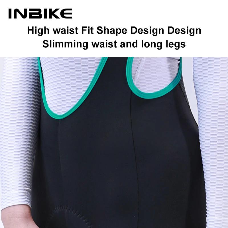 INBIKE المرأة المهنية الدراجات مريلة السراويل الشتاء الصوف دراجة ركوب الدراجات الملابس السراويل ثلاثية الأبعاد الحشو الطريق دراجة السراويل للنساء