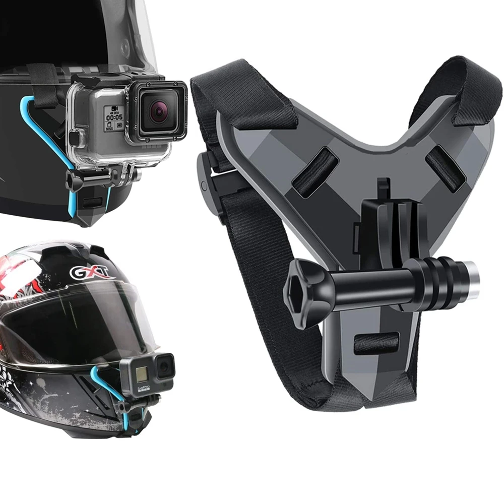خوذة حزام جبل ل Gopro بطل 11 10 9 8 7 6 5 4 3 دراجة نارية يي عمل الرياضة منصب الكاميرا حامل الوجه الكامل الملحقات