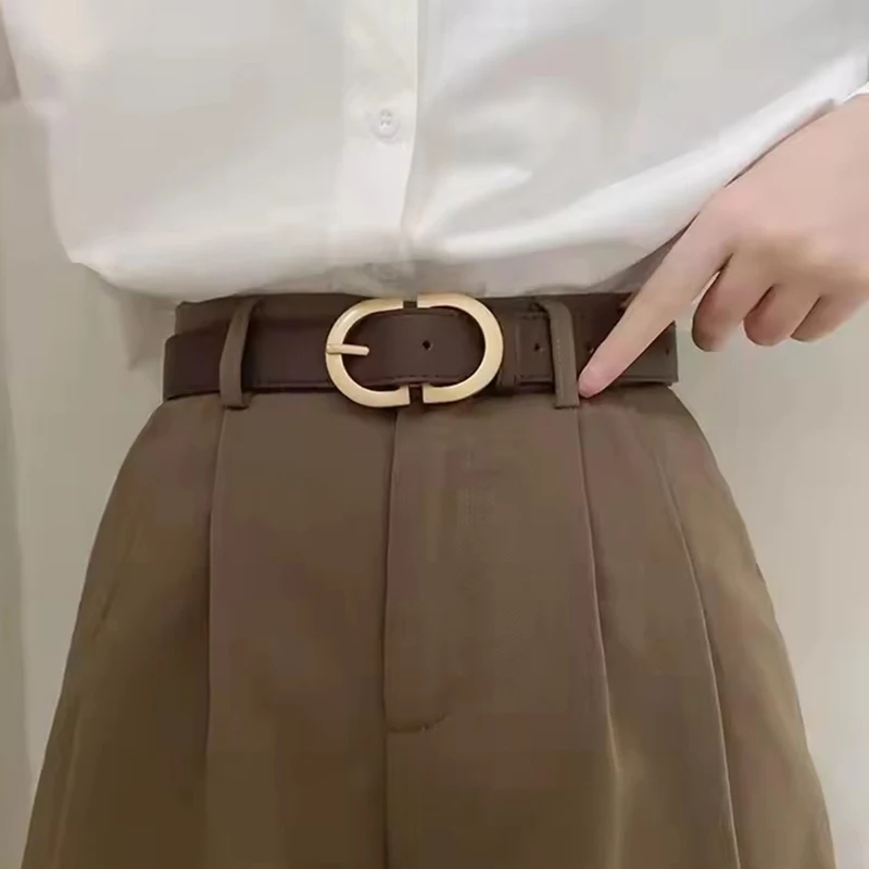 حزام نسائي بسيط بإبزيم ذهبي، أحزمة نسائية كاجوال باللون الأسود، أحزمة خصر للسيدات لإكسسوارات ملابس الجينز