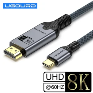 UGOURD USB C إلى HDMI2.0 كابل نوع C إلى HDMI 4K60HZ محول Thunderbolt 3 4 إلى HDTV 2.0 محول كابل آيفون 15 16 ماك بوك