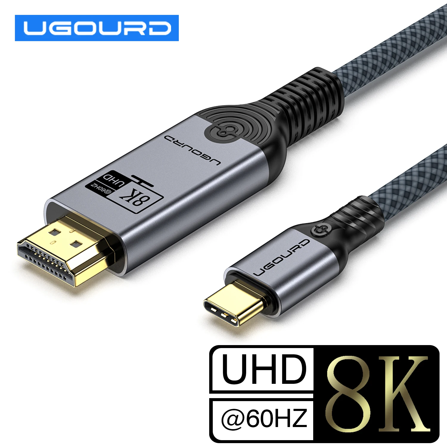 UGOURD USB C إلى HDMI2.0 كابل نوع C إلى HDMI 4K60HZ محول Thunderbolt 3 4 إلى HDTV 2.0 محول كابل آيفون 15 16 ماك بوك