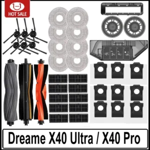 Dreame X40 Ultra / X40 Pro / L40 Ultra قطع غيار مكنسة الروبوت فرش جانبية رئيسية ممسحة ملابس مرشحات HEPA ملحقات أكياس الغبار