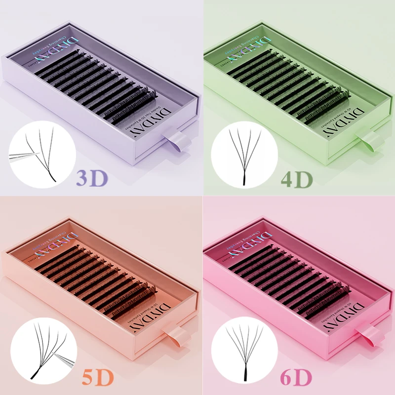 DIYDAY W-شكل رمش تمديد 3d 4d 5d 6d 7d 8d W جلدة الطبيعية لينة مسبقة الصنع مروحة بلوم تأثير رموش للمكياج الجمال