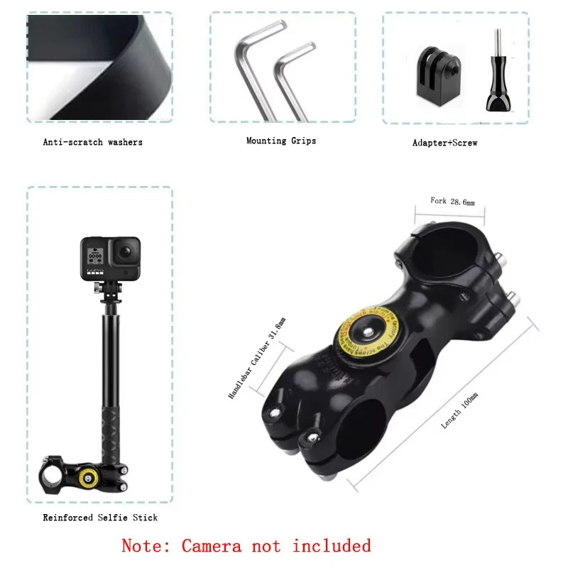 حامل دراجة نارية ودراجة هوائية لـ Insta360 X3 X4 مع عصا سيلفي غير مرئية لكاميرات GoPro Hero12 11 10 وملحقات كاميرات DJI Action