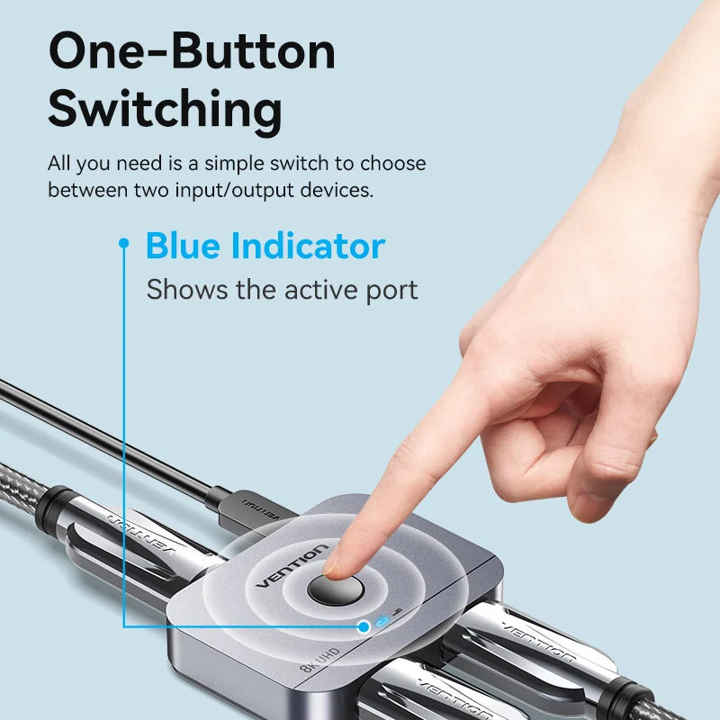 Vention HDMI 2.1 Splitter 8K 60 هرتز 4K120 هرتز ثنائي الاتجاه 2 في 1 خارج للتلفزيون Xiaomi Xbox PS4 5 HDMI متوافق مع شاشة HDMI Switcher