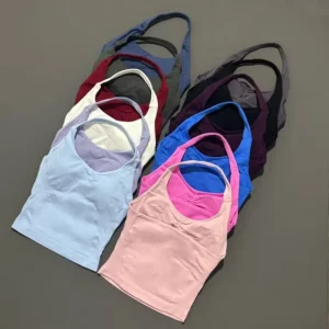 الصالة الرياضية الأعلى المرأة سلس اليوغا تانك الخطوط الطويلة Strappy أعلى مفتوحة الظهر الصدرية ملابس رياضية الصالة الرياضية الملابس تشغيل تجريب الرسن