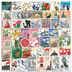 10/30/50 قطعة الكرتون الرجعية الفن Stamps ملصقات النمط الياباني DIY بها بنفسك السفر الأمتعة الغيتار الثلاجة محمول الكتابة على الجدران ملصق طفل الشارات