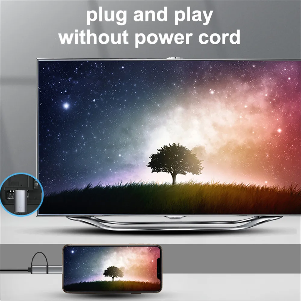 LD39 سلك HD تدفق عرض جهاز استقبال للتليفزيون دونغل مايكرو USB نوع C إلى كابل HDMI شاشة النسخ المتطابق للهاتف أندرويد اللوحي إلى التلفزيون