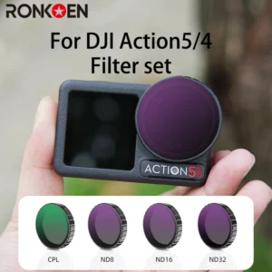 مرشح Ronkoen ND CPL لـ DJI OSMO Action4/5Pro ملحقات كاميرا الحركة CPL ND8 ND16 ND32 مجموعة عدسات إطار من سبائك الألومنيوم