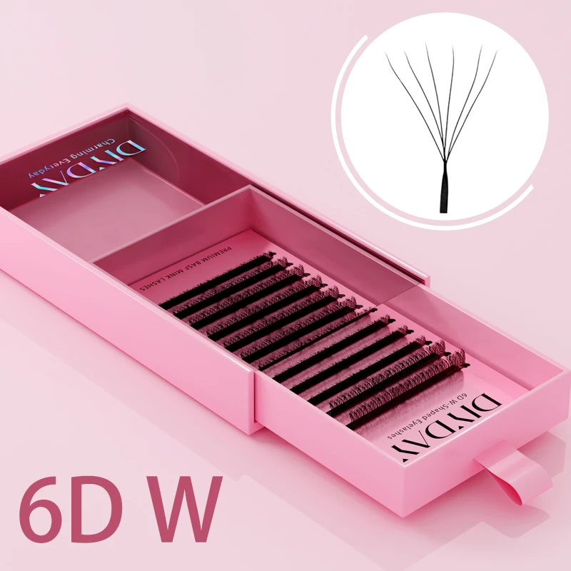 DIYDAY W-شكل رمش تمديد 3d 4d 5d 6d 7d 8d W جلدة الطبيعية لينة مسبقة الصنع مروحة بلوم تأثير رموش للمكياج الجمال