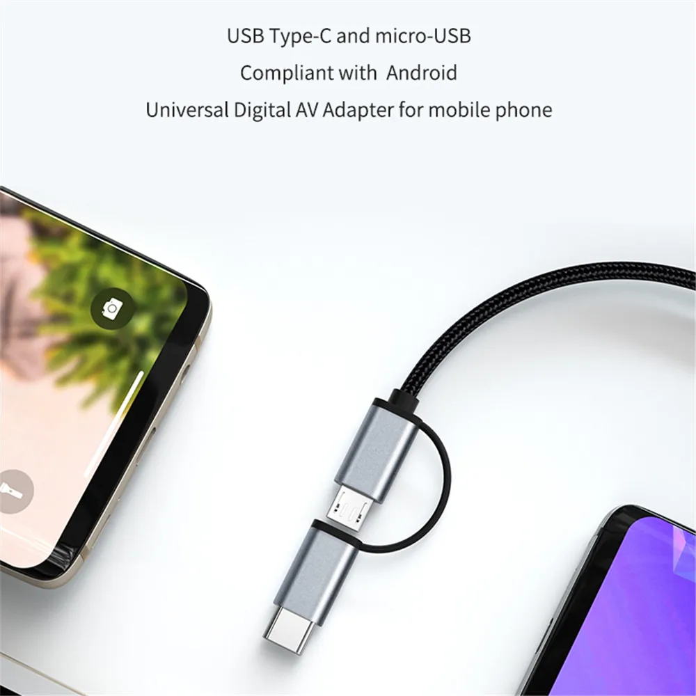 LD39 سلك HD تدفق عرض جهاز استقبال للتليفزيون دونغل مايكرو USB نوع C إلى كابل HDMI شاشة النسخ المتطابق للهاتف أندرويد اللوحي إلى التلفزيون