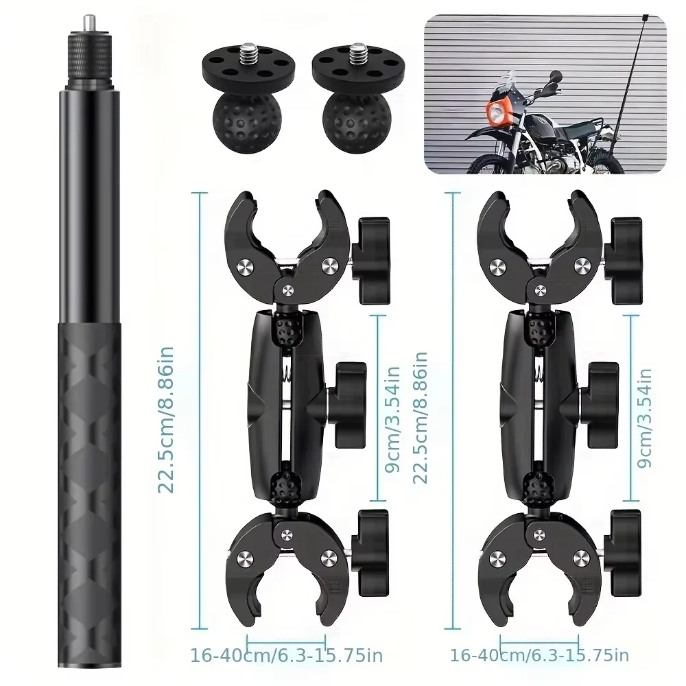 حامل دراجة نارية لـ Insta360 X2 X3 X4 X5، عصا سيلفي لـ Insta 360 X2 X3 X4 X5، طقم ملحقات مونوبود للمقود
