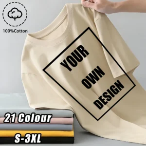 قميص رجالي مخصص 100% قطن، تي شيرت مصمم حسب الطلب مع إمكانية إضافة تصميمك أو شعارك أو نصك، هدية مخصصة للرجال والنساء، تي شيرت للأزواج