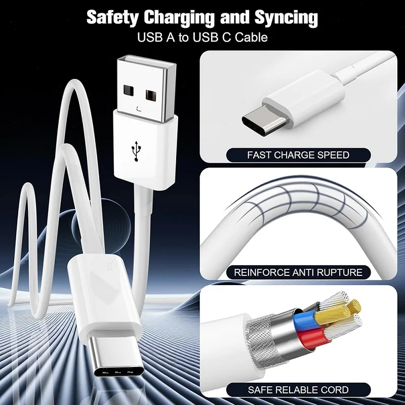 كابل USB A إلى Type C بقوة 30 واط، سلك شحن سريع للبيانات والشحن السريع لهواتف سامسونج وهواوي وشاومي، ملحقات شحن سريع للهواتف، 1 متر، 2 متر، 3 متر