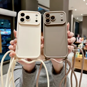 غطاء هاتف لآيفون 18 17 16 15 14 13 12 11 برو إكس إس ماكس 7 8 بلس 16e 17e مع حزام قابل للتعديل وحبل للتعليق