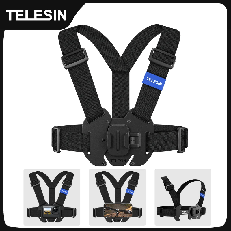 TELESIN شريط للصدر جبل صدرية حزام جبل ل GoPro بطل 13 12 11 10 9 8 7 6 5 Insta360 DJI عمل كاميرا الملحقات