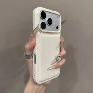 غطاء هاتف جلدي بتصميم كوري باللون الوردي والأبيض والأزرق لآيفون 17 AIR 16 15 14 13 12 11 Pro MAX Plus Y2K مقاوم للصدمات
