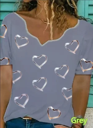 تي شيرت نسائي جديد عصري غير رسمي مطبوع عليه Love من Harajuku، تي شيرت نسائي بأكمام قصيرة، ملابس نسائية غير رسمية فضفاضة