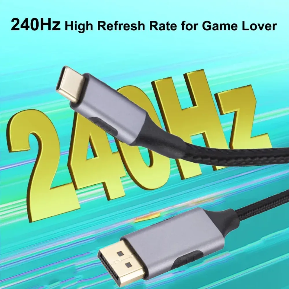 كابل USB-C إلى DisplayPort بدقة 8K@60Hz، كابل DP من النوع C 3.1 إلى منفذ عرض 4K 144Hz 1.4، كابل Thunderbolt 3 4 لأجهزة MacBook Air Pro وسامسونج
