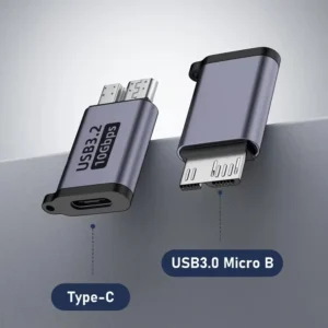 محول USB C 3.0 من Micro B ذكر إلى Type C أنثى، موصل Type-C إلى Micro B لأجهزة الكمبيوتر المحمولة وعلب الأقراص الصلبة الخارجية وسامسونج S5