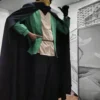 زي تنكري لشخصية ناتسوكي سوبارو من أنمي Re:Life in A Different World From Zero، عباءة سوداء وقميص أخضر وبنطلون، مناسب لعيد الميلاد والهالوين