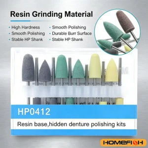 مجموعة أدوات تلميع الراتنج HP0412 مكونة من 12 قطعة، ملحق طحن دوار بعمود HP لأدوات التلميع منخفضة السرعة