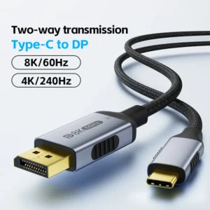 كابل USB C إلى DP 2.1 8K @ 60 هرتز 4K @ 144 هرتز لكابل Thunderbolt 4/3 من النوع C إلى DisplayPort 2.1 لجهاز عرض MacBook Huawei Air