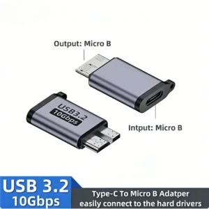 محول USB C 3.0 من Micro B ذكر إلى Type C أنثى، موصل Type-C إلى Micro B لأجهزة الكمبيوتر المحمولة وعلب الأقراص الصلبة الخارجية وسامسونج S5