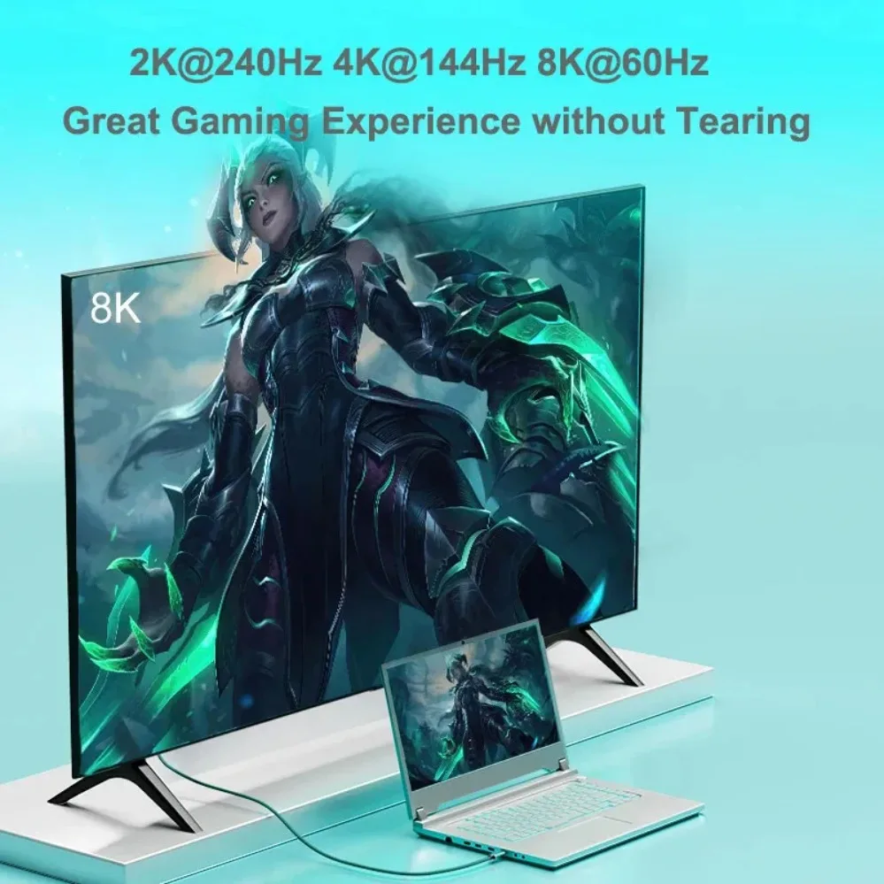 كابل USB-C إلى DisplayPort بدقة 8K@60Hz، كابل DP من النوع C 3.1 إلى منفذ عرض 4K 144Hz 1.4، كابل Thunderbolt 3 4 لأجهزة MacBook Air Pro وسامسونج