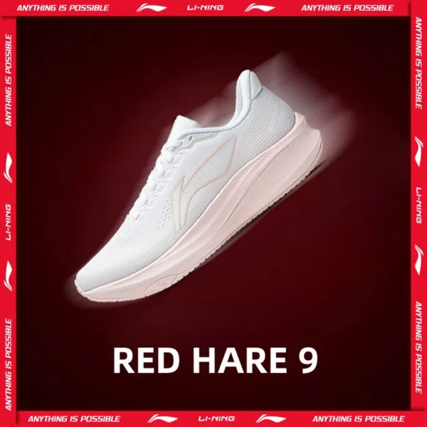 حذاء الجري Li-Ning للسيدات RED HARE 9 خفيف الوزن وخفيف الوزن للغاية وقابل للتنفس ومستقر ومضاد للانزلاق حذاء رياضي للتدريب ARPW004
