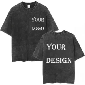 تي شيرت قطني مغسول للجنسين مطبوع حسب الطلب تي شيرت Harajuku Top DIY Your Like Photo أو Logo تي شيرت قمة الموضة المخصصة