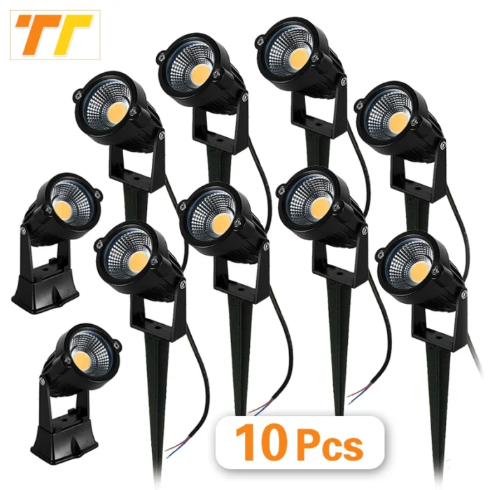 10 قطع مصابيح LED للحدائق مقاومة للماء، إضاءة خارجية 7 واط و5 واط، تعمل بجهد 220 فولت و110 فولت وتيار مستمر 12-24 فولت، مصابيح LED مدفونة للممرات والمناظر الطبيعية بدرجة حماية IP65
