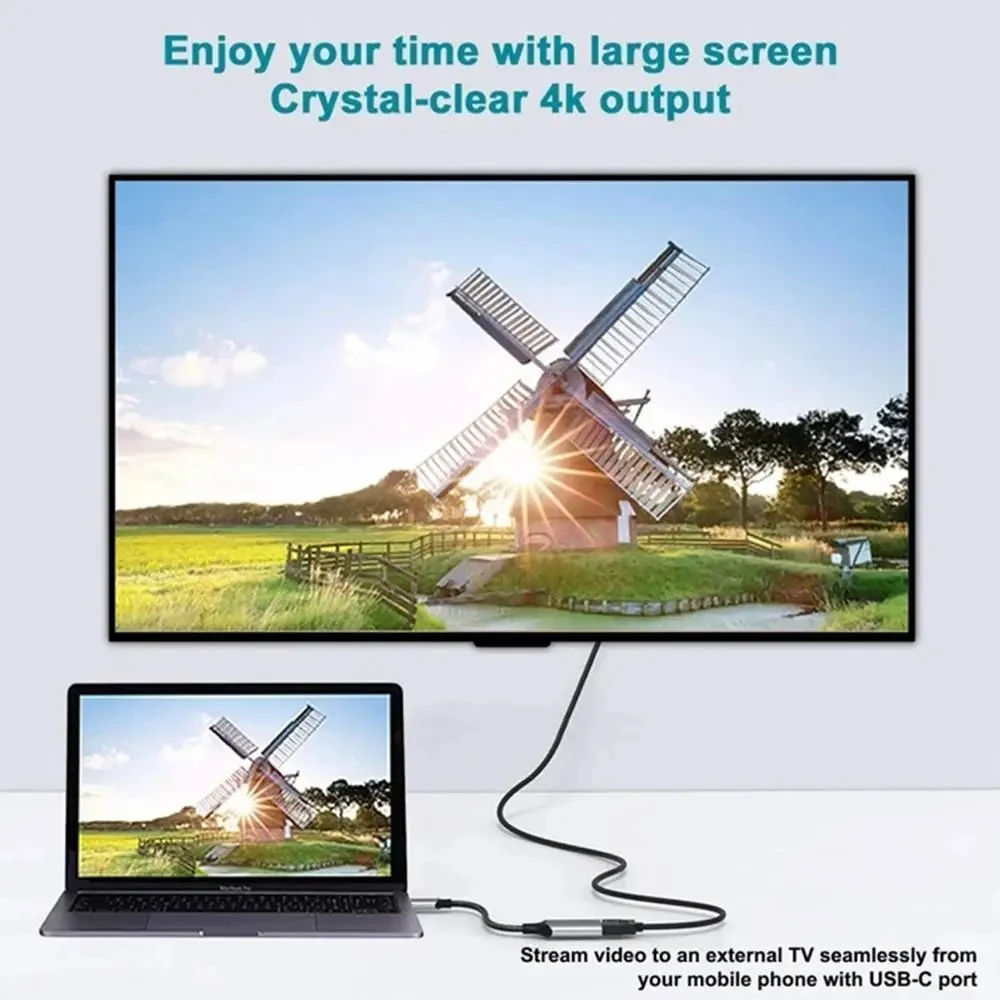 4K 60 هرتز نوع C إلى HDMI محول USB 3.1 HUB HDTV محول كابل آيفون 15 محول التلفزيون للكمبيوتر ماك بوك باد سامسونج المحمول