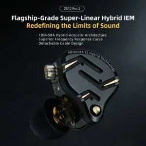 سماعات أذن KZ ZS12 PRO 2 هجينة 1DD + 5BA عالية الدقة مع تحسين الصوت الجهير، سماعات رأس قابلة للفصل للألعاب