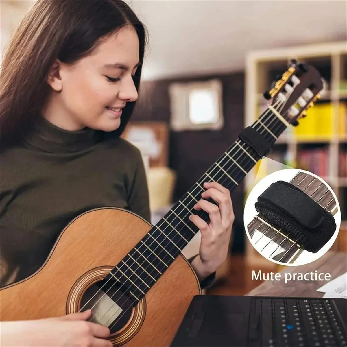 أغطية كتم صوت سلسلة الجيتار السوداء من Miwayer - كواتم صوت فريت لتقليل الضوضاء للقيثارات والباس والقيثارة