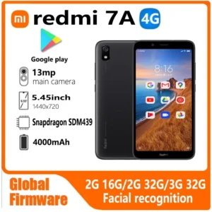 هاتف Xiaomi Redmi 7A الذكي البرامج الثابتة العالمية 4G 5.45 بوصة 1440 × 720 13MP Qualcomm Snapdragon 439 هاتف مستعمل للتعرف على الوجه