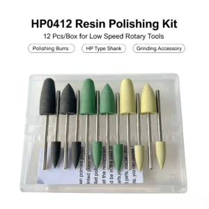 مجموعة أدوات تلميع الراتنج HP0412 مكونة من 12 قطعة، ملحق طحن دوار بعمود HP لأدوات التلميع منخفضة السرعة