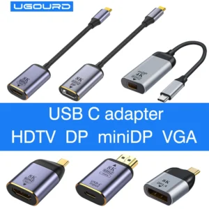محول USB من النوع C إلى HDMI 8K USB C إلى DP DisplayPort miniDP 4K VGA لأجهزة الكمبيوتر المحمول MacBook TV Box PS5 Switch iPad Galaxy