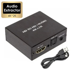 محول صوت وفيديو 4K X 2K من HDTV إلى مخرج صوت 3.5 ملم مع محول بصري SPDIF TOSLINK ستيريو